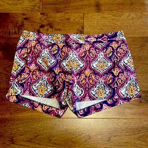 J. CREW Pink Blue Yellow Paisley Pattern Stretch City Fit Chino Shorts SZ 10